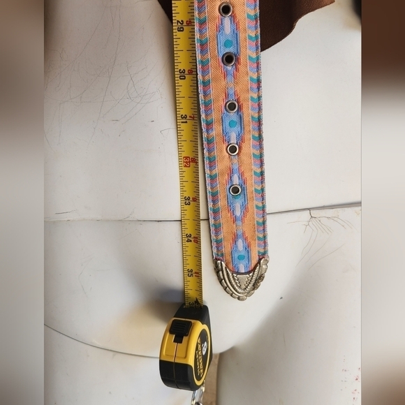 Vintage Nuova belt. Aztec print. Silver buckle.‎ main image 8